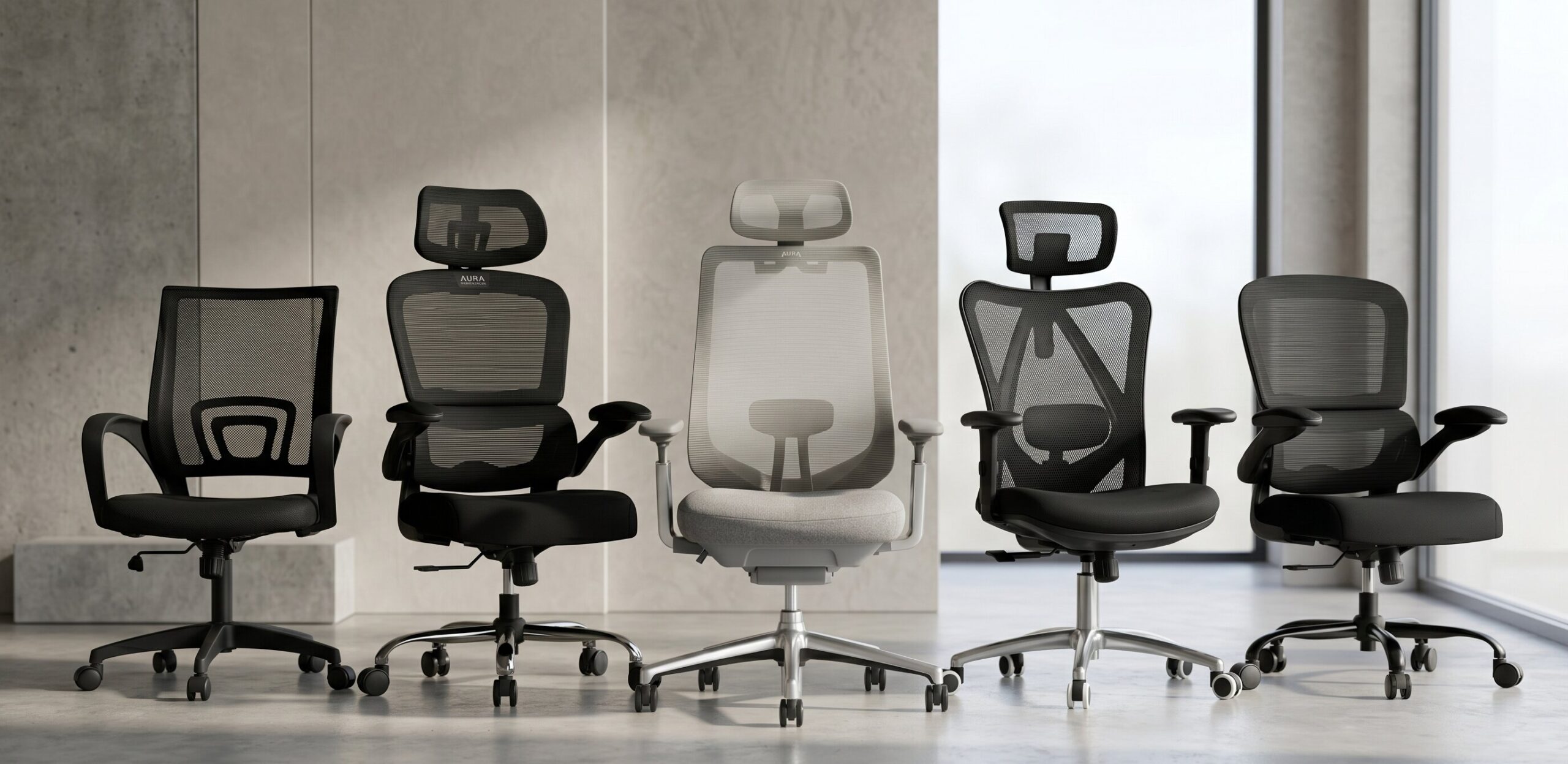 A collection of 5 budget-friendly desk chairs, highlighting the best ergonomic office chair under 300