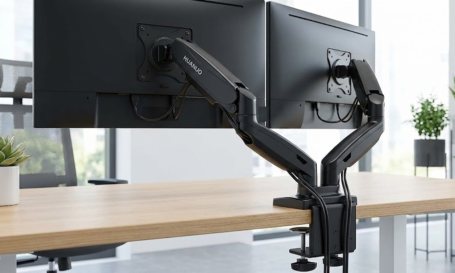 HUANUO Dual Monitor Mount Monitor Arms to Save Desk Space