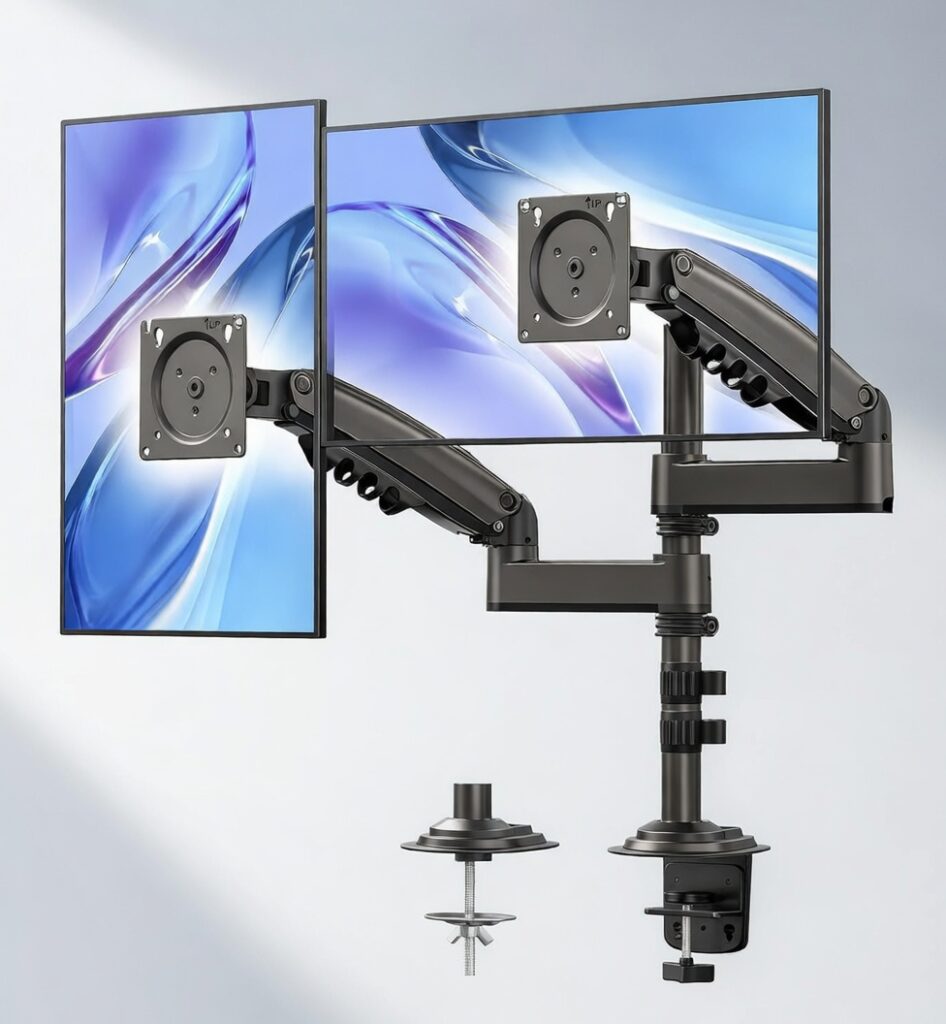 Premium Ergonomic Two Monitor Setup HUANUO NITROGLIDE