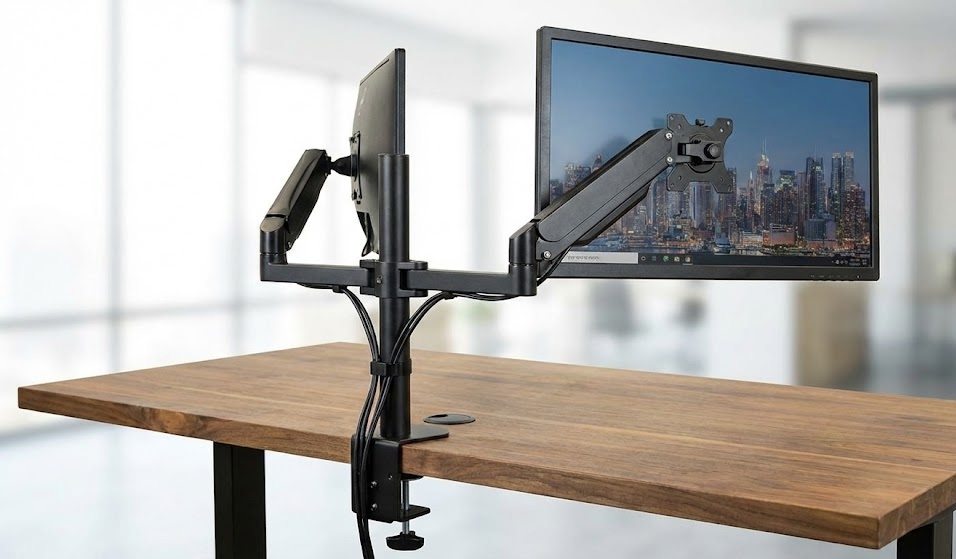 VIVO Dual LED Monitor Stand Monitor Arms to Save Desk Space