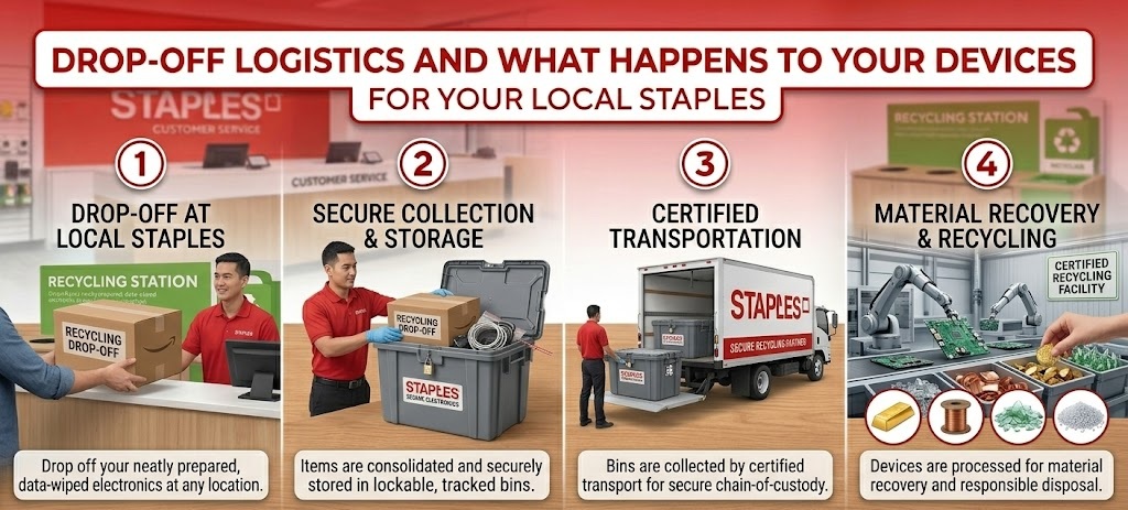 Drop-off logistics and what happens to your devices staples electronics recycling