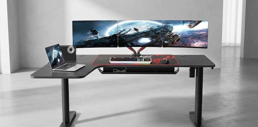 EUREKA ERGONOMIC gaming desk setup for console players
