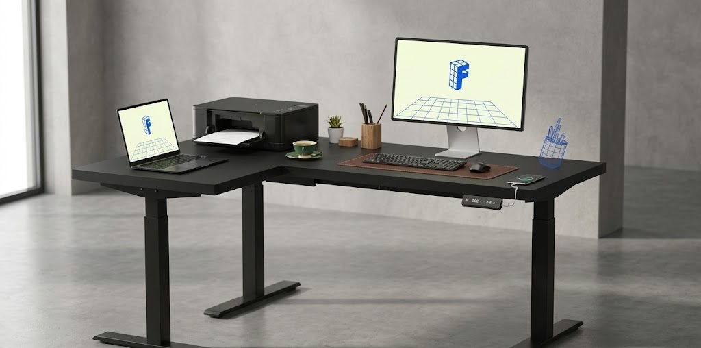 Flexispot Standing ergonomic gaming desk setup for console players