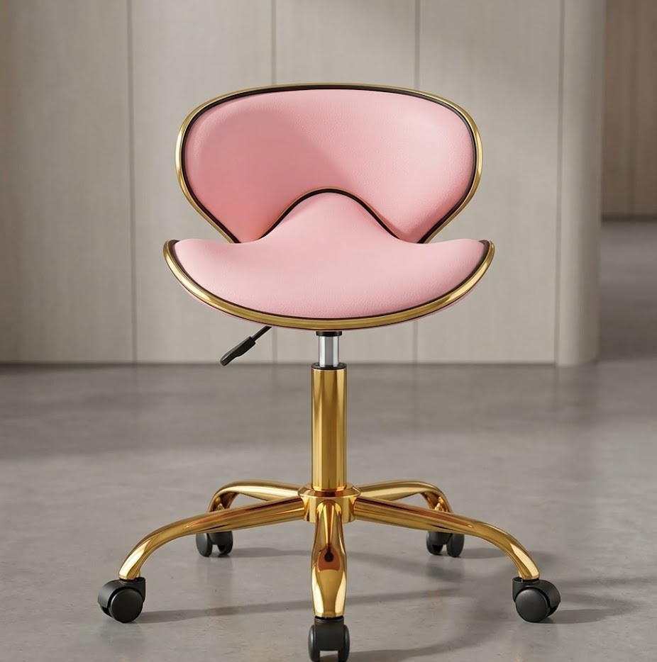 LUXMARS Rolling Ergonomic Lash Stool with Back Support