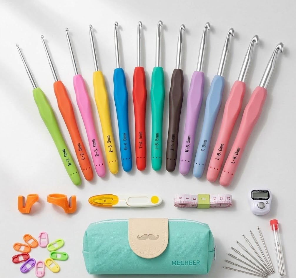 MECHEER 12 Sizes Ergonomic Crochet Hooks Set