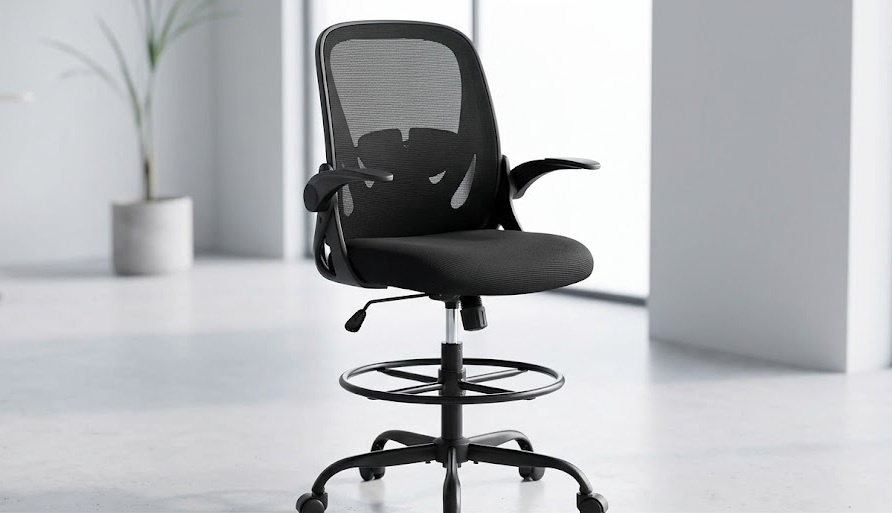 Primy Drafting Chair Tall Ergonomic Sewing Chairs with Flip-up Armrests
