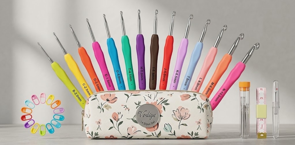 Vodiye 14 Sizes Ergonomic Crochet Hooks Set
