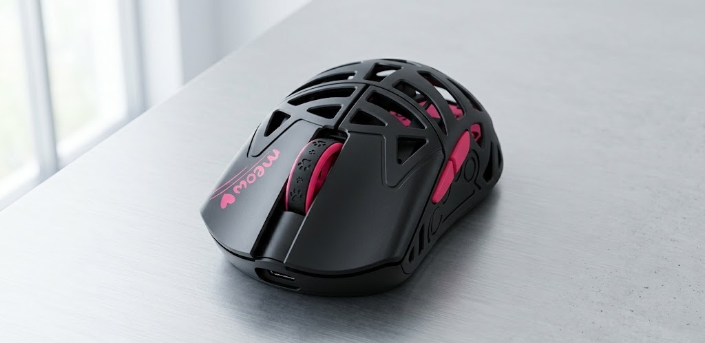 WLMOUSE Beast X Miao magnesium alloy gaming mouse featuring a cat paw design.