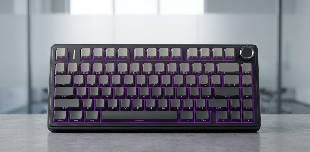 AULA F75 Pro compact 75-percent mechanical keyboard with glowing RGB backlighting