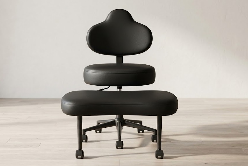 Sleek black PU leather Pinmoco ergonomic cross legged swivel chair for professional home offices