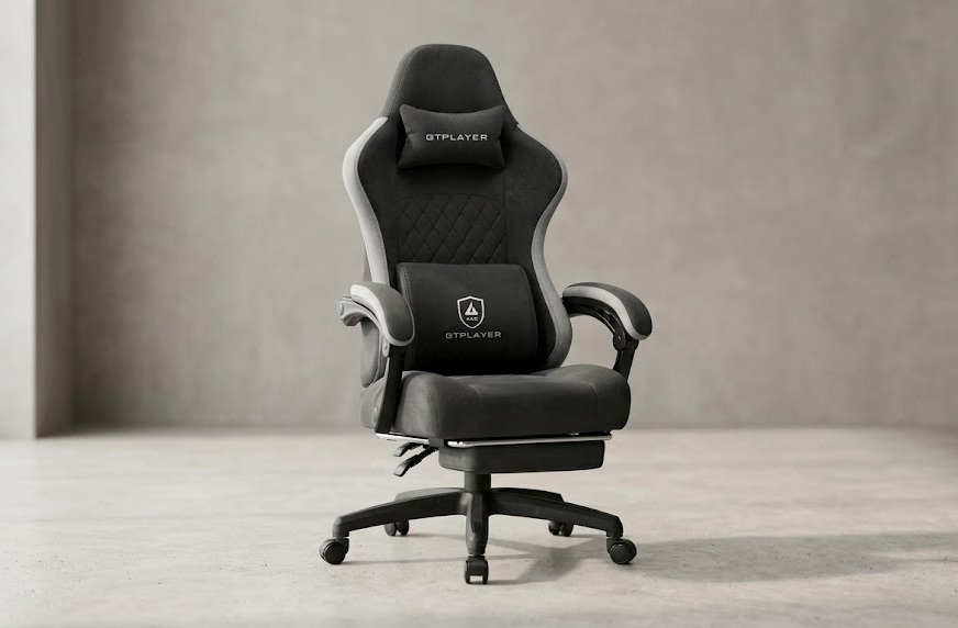 GTPLAYER fabric high-back gaming chair featuring a pocket spring cushion and linkage armrests