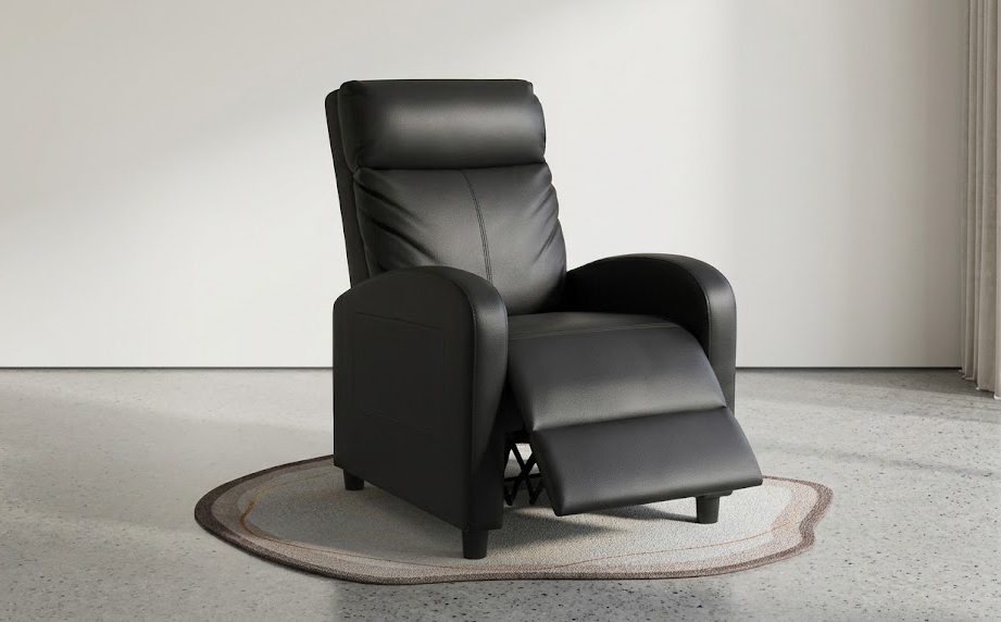 Sleek black Homall manual recliner chair used as affordable ergonomic recliners for home theater setups