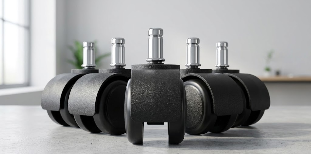 MaxGear 2-inch low profile rubber chair casters for hardwood floors.