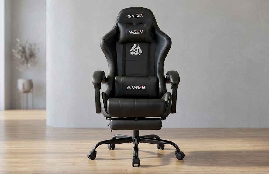 N-GEN reclining video gaming chair showing adjustable lower back support