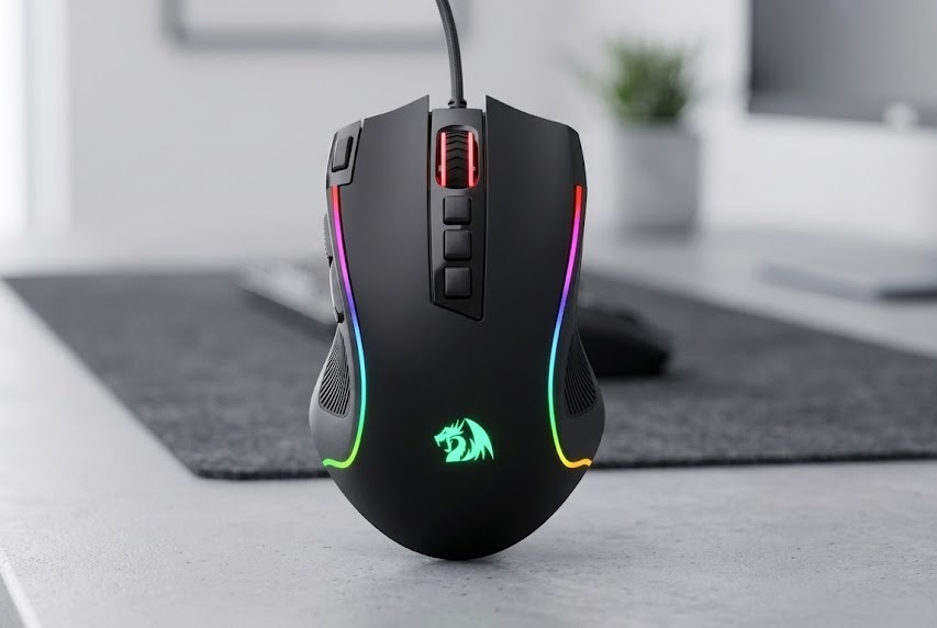 Redragon M612 Predator ergonomic claw-grip gaming mouse with textured side grips