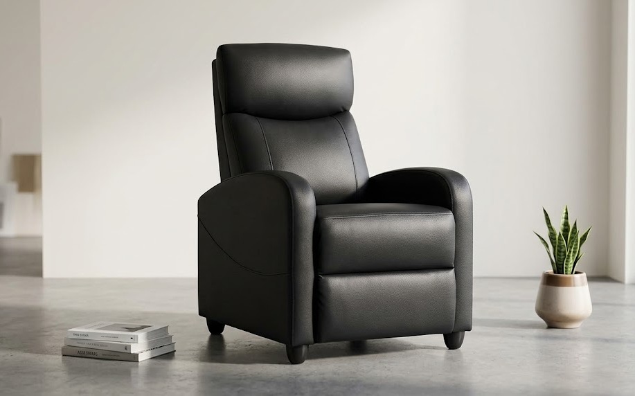 Modern black Sweetcrispy massage chair functioning as posture correcting recliners with an ergonomic arc backrest