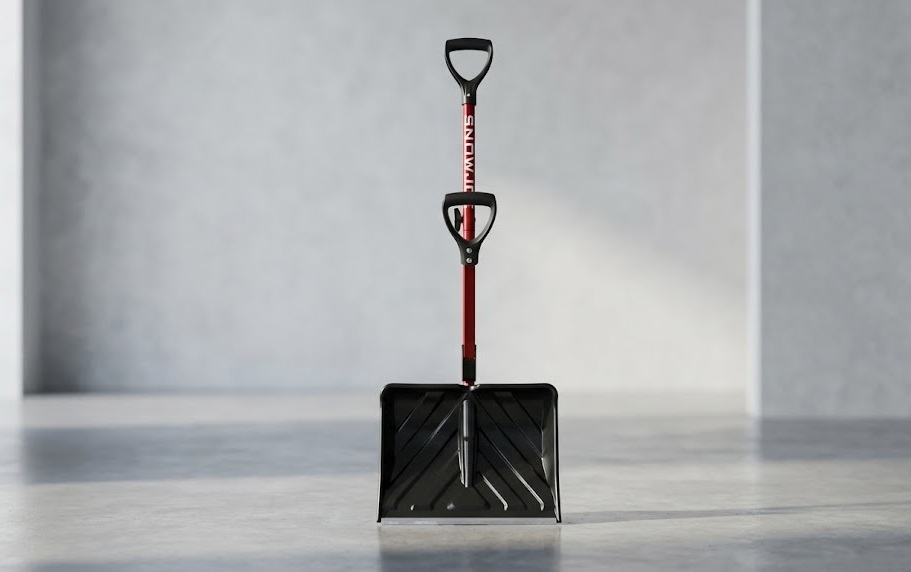 Snow Joe Shovelution spring-assisted snow shovel with dual D-grip handles
