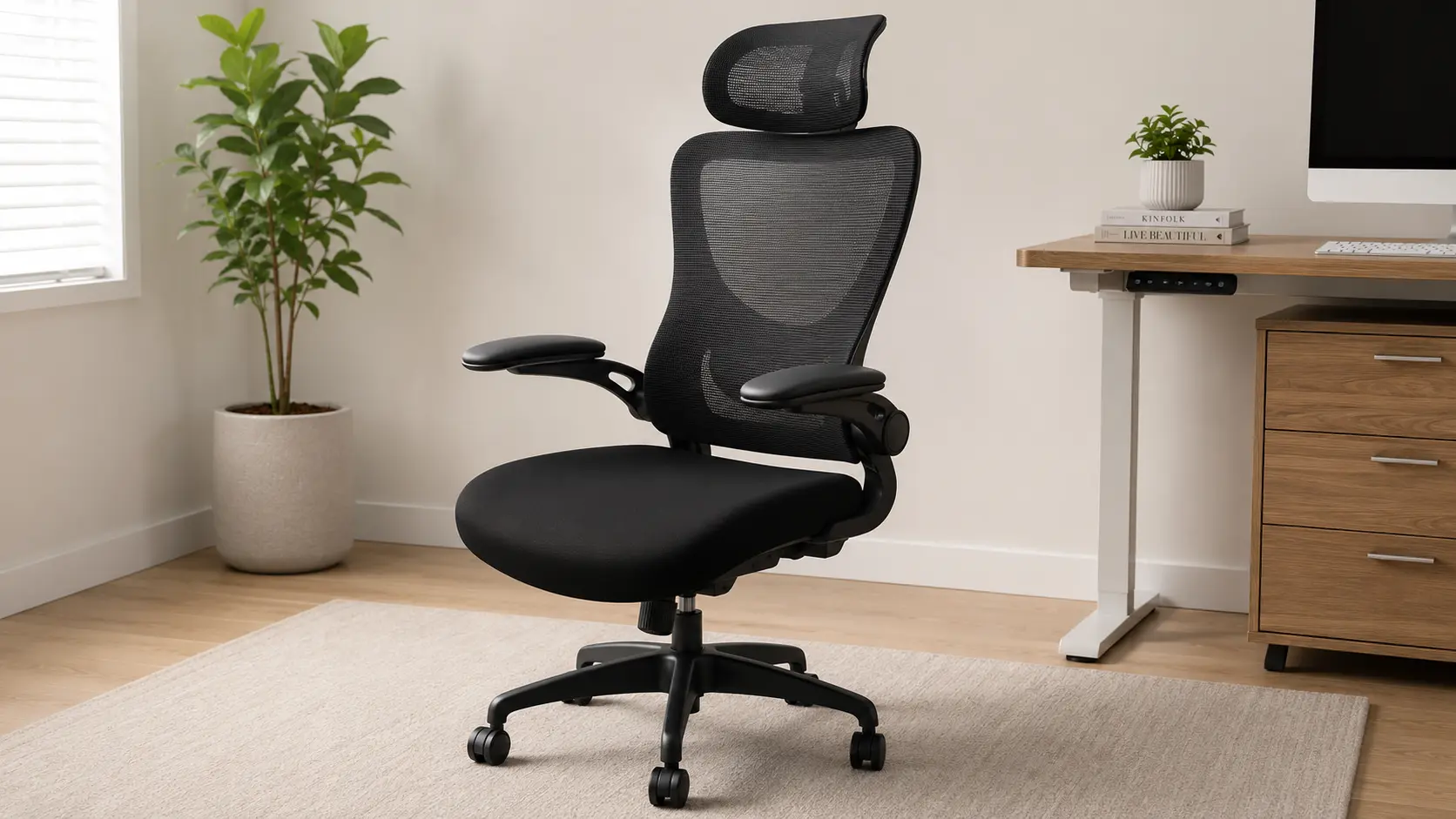 Marsail adjustable lumbar support office chair with dense foam seat cushion
