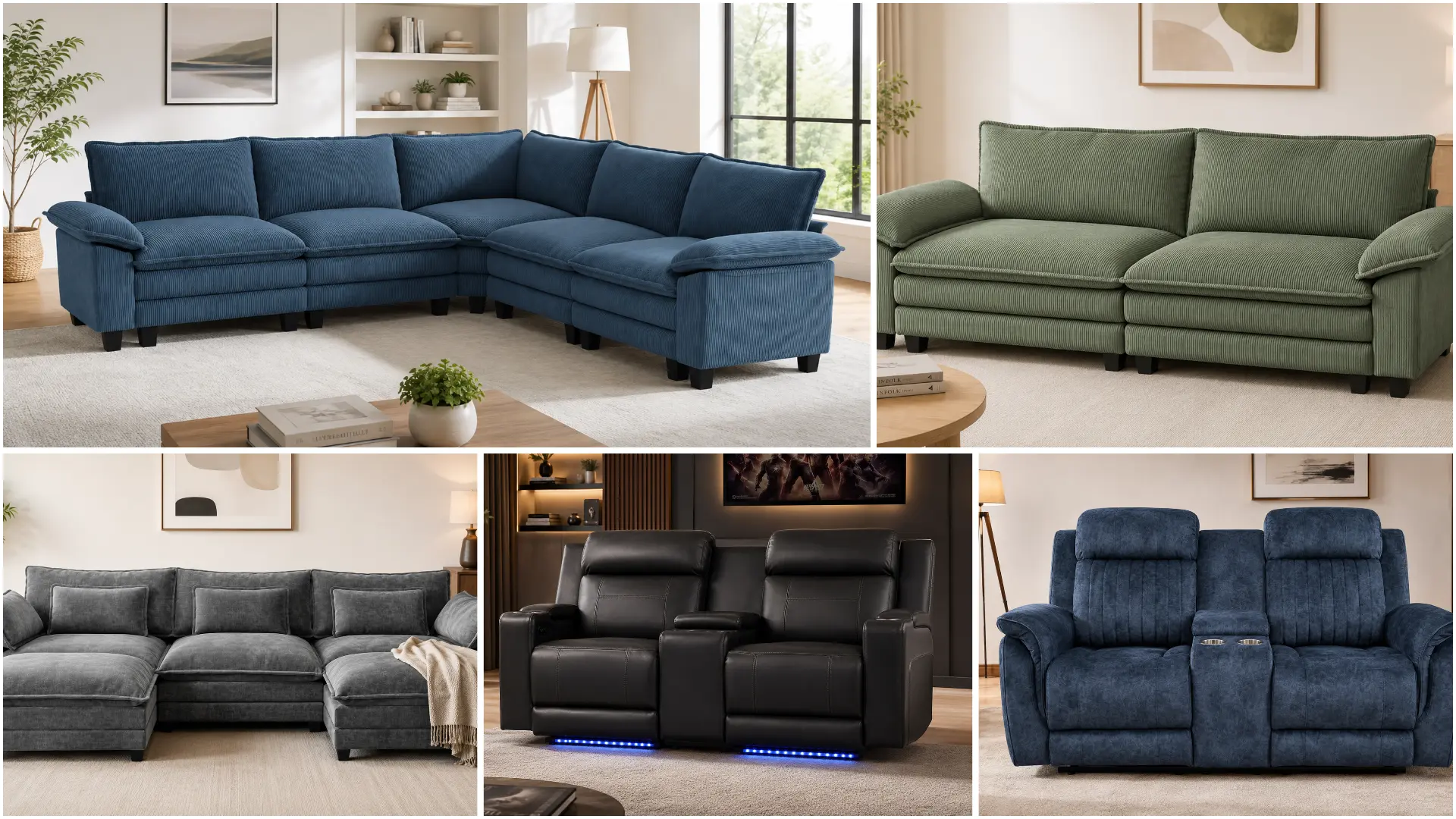Side-by-side comparison of five top-rated ergonomic couches and reclining loveseats