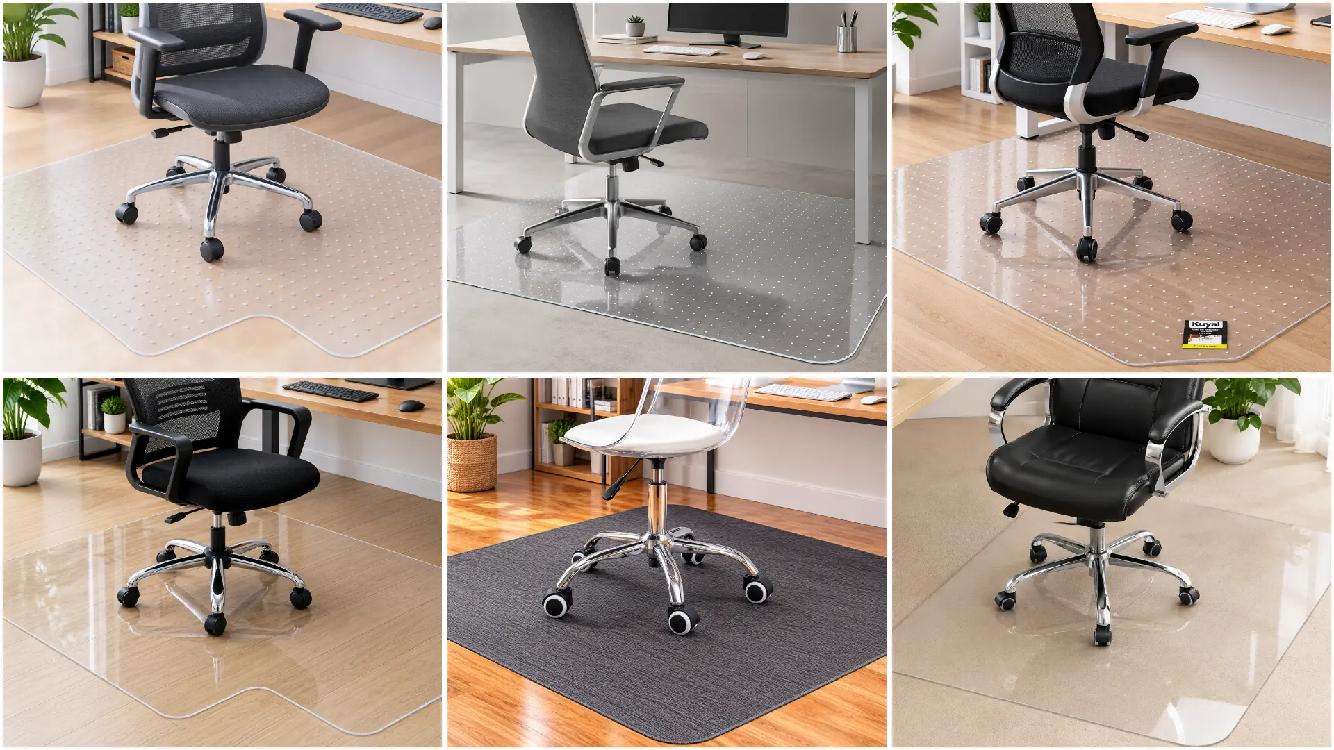 Side-by-side comparison of six best office chair mats tested for carpet and hardwood floors in 2026