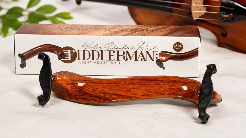 Fiddlerman Light Adjustable carbon fiber violin shoulder rest with wood-look glossy finish